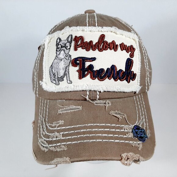 District 4350 Accessories - Pardon My French Embroidered Frayed Patch Distress